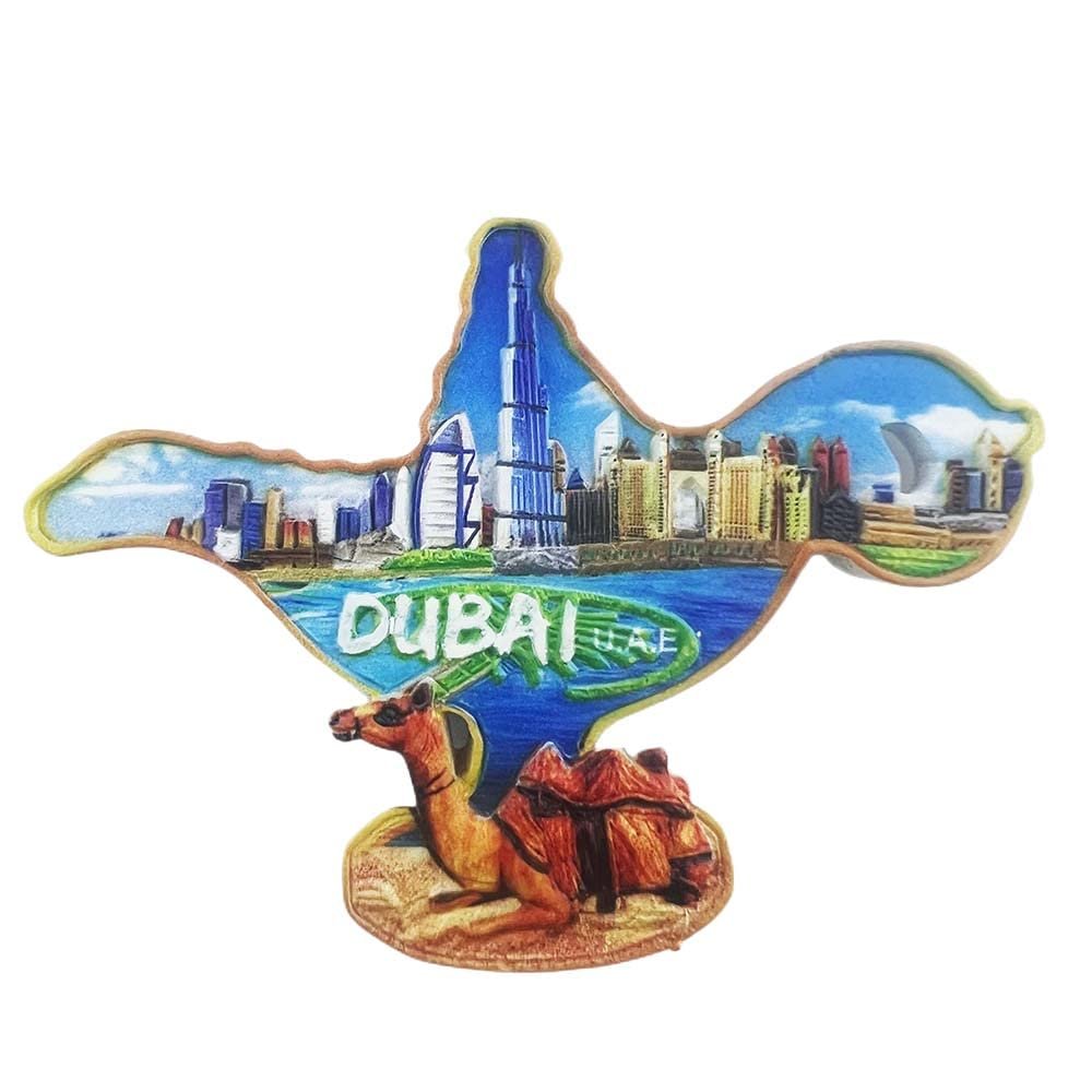 3D Landmark Dubai U.A.E Fridge Magnet Souvenir Gift,Resin Handmade Dubai Refrigerator Magnet Home & Kitchen Decoration Collection