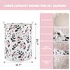 Large Foldable Laundry Basket Hamper Holder Portable Tall Collapsible Laundry Hamper Nusery Storage Basket Bin with Handles, Canvas & Waterproof lining for Household Items (Floral Pink) view 3