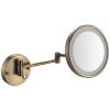 Touch Dimming Makeup Mirror with Lights And 10X Magnification, LED Wall Mounted Bathroom Vanity Mirror, Rotable Extendable Shaving Mirror,Brass,USB view 1