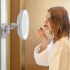 Touch Dimming Makeup Mirror with Lights And 10X Magnification, LED Wall Mounted Bathroom Vanity Mirror, Rotable Extendable Shaving Mirror,Brass,USB view 3