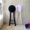 WEBUP Compact Folding Stool Round Kitchen Bar Stool Counter Height Stool Foldable Breakfast Bar Chairs Portable Round Stool Backless (Color : Black) view 1