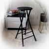 WEBUP Compact Folding Stool Round Kitchen Bar Stool Counter Height Stool Foldable Breakfast Bar Chairs Portable Round Stool Backless (Color : Black) view 2