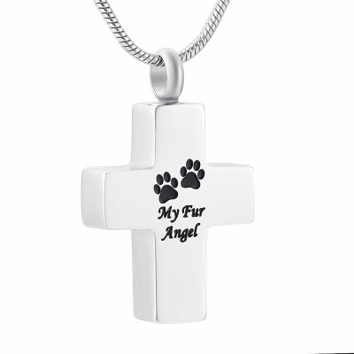 SHEIL Cross/Heart/Rectangle Pet Ashes Memorial Pendant Stainless Steel Cremation Keepsake Memorial Urn Necklace,1