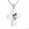SHEIL Cross/Heart/Rectangle Pet Ashes Memorial Pendant Stainless Steel Cremation Keepsake Memorial Urn Necklace,1 view 1