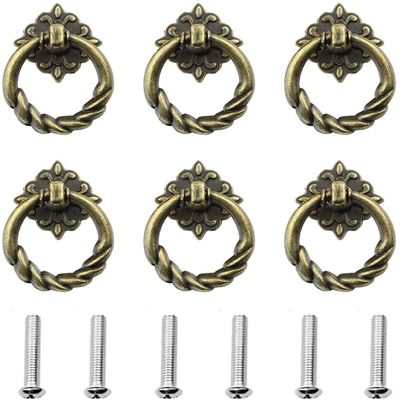 Vintage Pull Handles,Hardware Knob,Furniture Handles,6Pcs Ring Pull Handles Zinc Alloy Cabinet Pull Handle Knob Drawer Dresser Single Hole Drop Pull Handles Furniture for Cupboard Closet Wardrobe