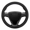 MUEdie for Lada Vesta 2015 2016 2017 Accessories Car Steering Wheel Cover Hand Stitched Black Genuine Leather Suede view 1