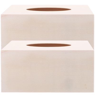 DIY Tissue Boxes 2PCS Wooden Napkin Box Tissue Box Cover Rectangular Tissue Boxes Holder Napkin Holders for Home Shop