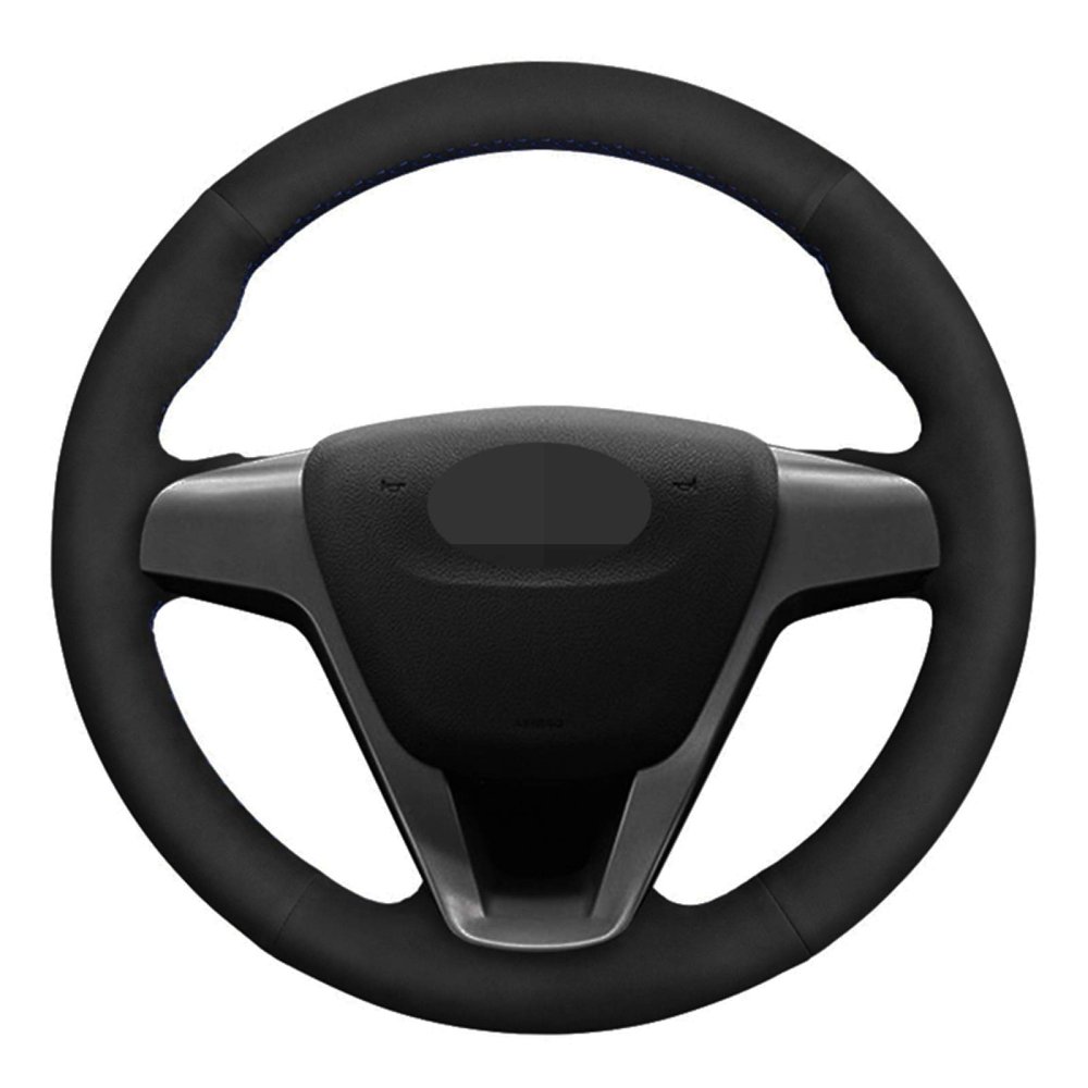 MUEdie for Lada Vesta 2015 2016 2017 Accessories Car Steering Wheel Cover Hand Stitched Black Genuine Leather Suede