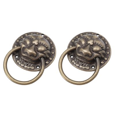 AVRYN Vintage Pull Handles,Hardware Knob,Furniture Handles,2pcs Antique Door Pull Ring Chinese Style Monster Head Pull Handle Furniture Hardware Knocker Ring for Home Office Bedroom