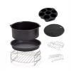 9 Inch Air Fryer Accessories Cooking Pack 7 Kit Fit All 5.3-6.8Qt-Up Standard Air Fryer Including Pizza Pan, Silicone Mat, Holder Double, Layer Rack with Skewers view 1