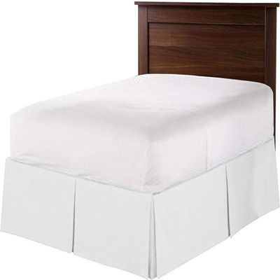 1 Piece Split Corners with Box Pleated Egyptian Cotton Bed Skirt 1000 Thread Count 18 Inch Drop Easy Fit Luxury Bedding Collection (Queen, White)