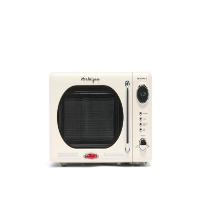 Nostalgia Retro Compact Countertop Microwave Oven - 0.7 Cu. Ft. - 700-Watts with LED Digital Display - Child Lock - Easy Clean Interior - Ivory