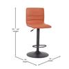 Flash Furniture Vincent Modern Cognac Vinyl Adjustable Bar Stool with Back, Swivel Stool with Black Pedestal Base and Footrest view 3