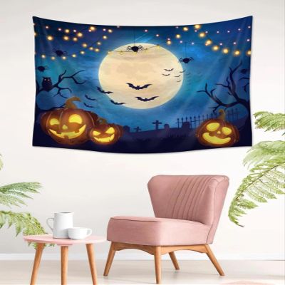 Halloween Tapestry Poster Wall Hanging Horror Movie Friday Tapestry, Halloween Pumpkin Pattern Tapestry, Halloween Wall Tapestry Horror Decor for Bedroom, Living Room (51.2x59.1 in)