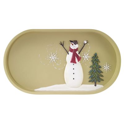 Avanti Linens - Vanity Tray, Resin Countertop Accessories, Christmas Decorations (Snowmen Gathering Collection)