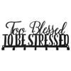 African American Expressions Too Blessed to Be Stressed Metal Home Wall Organizers for Keys, Masks, Kitchen Accessories (12" W x 5.25" H x 0.75" D) KH-04 view 1