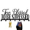African American Expressions Too Blessed to Be Stressed Metal Home Wall Organizers for Keys, Masks, Kitchen Accessories (12" W x 5.25" H x 0.75" D) KH-04 view 3