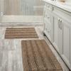1 Piece Stylish Taupe Bathroom Rugs Non Slip 20 x 32 Plus 17" x 24" Size Shaggy Striped Extra Thick Luxurious Soft Tufted Surface Elegant Style Quick Dry Extra Absorbent | Pretty Brown Shade Durable view 1