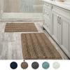 1 Piece Stylish Taupe Bathroom Rugs Non Slip 20 x 32 Plus 17" x 24" Size Shaggy Striped Extra Thick Luxurious Soft Tufted Surface Elegant Style Quick Dry Extra Absorbent | Pretty Brown Shade Durable view 2