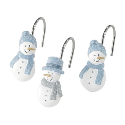 Avanti Linens - Shower Curtain Hooks, Holiday Bathroom Decor, Set of 12 (Frosty Friends Collection)