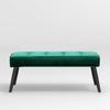 WestinTrends Velvet Wordford Tufted Bedroom Bench for Living Room & Entryway Furniture, Dark Green view 1