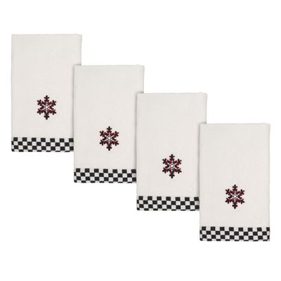 Avanti Linens - Fingertip Towels, Soft & Absorbent Cotton Velour, Christmas Decorations, Set of 4 (Tis The Season Collection)