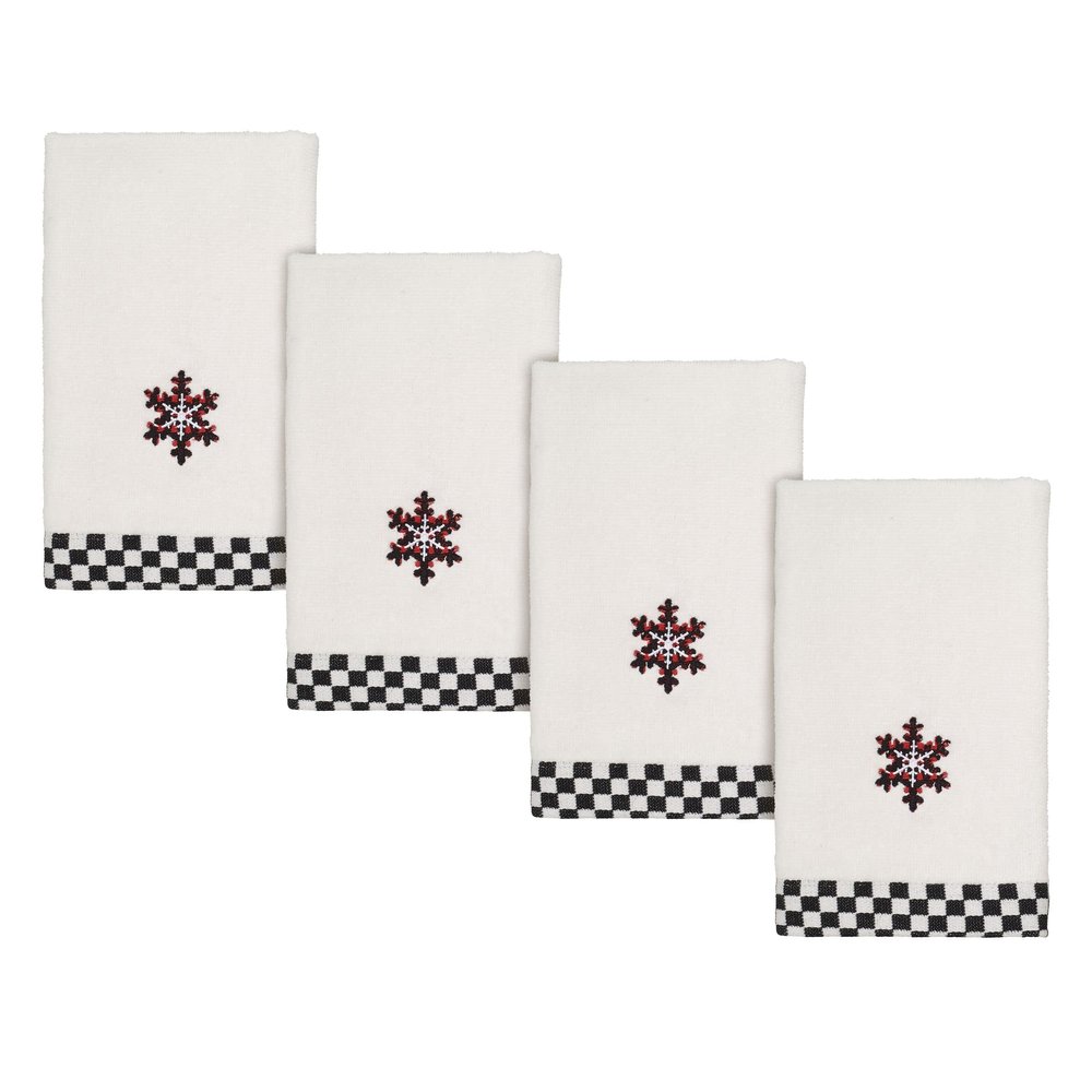 Avanti Linens - Fingertip Towels, Soft & Absorbent Cotton Velour, Christmas Decorations, Set of 4 (Tis The Season Collection)