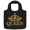 African American Expressions Queen Black and Gold Crown Reusable Foldable Nylon Grocery Bag (17W x 21.5H x 2D) with portable square pouch (4.75W x 5H) RB-06 view 1