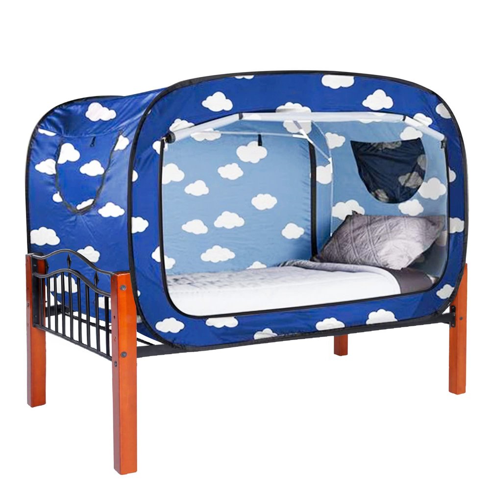 ANC POP Bed Tent Twin Bed Canopy Tents Portable Dream Tent for Adult Indoor Sleeping Tents with 2 Doors Breathable Private Space, Cloud