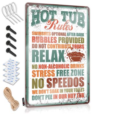 Adt Signs for Yard Funny Hot Tub Rules Sign Security Alert Sign Outdoor Signs (Size : 30X40CM)