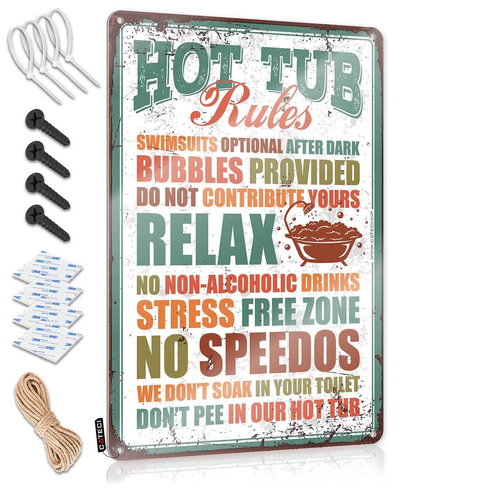 Adt Signs for Yard Funny Hot Tub Rules Sign Security Alert Sign Outdoor Signs (Size : 30X40CM)