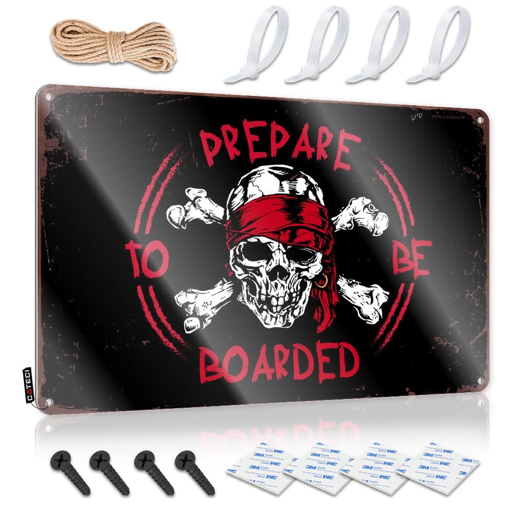gaeruite Warning My Neighbor is A Jackass Sign Prepare to Be Boarded Tin Sign Funny Metal Signs Garage Signs for Men Funny (Size : 30X40CM)