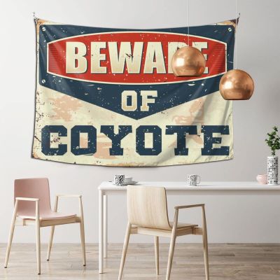 Bar for Man Cave Beware of Coyote Tapestry Space Decor Astethic Stuff for Room ( Size : 75X100CM )