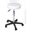 UNNS Lounge Chair White Office Stool Imitation Leather Round Rolling Stool Chair Height Adjustable Rolling Stool with Wheels Salon Stool Bedroom Chair (Color : A) view 2