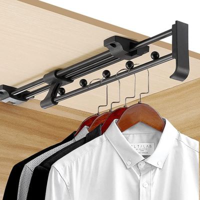 3-Pack Heavy Duty Retractable Closet Pull Out Rod, Wardrobe Hanger Rail Organizer, Top Mount Wardrobe Hanger,Adjustable Clothing Organizer Holder Extendable Wardrobe Rail Tube Rod (Size : 40CM)