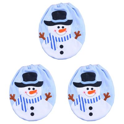 3pcs Toilet Lid Toilet Cover Toilet Tank Lid Covers Toilet Tank Cover Home Decor Light Blue Decor Toilet Bowl Seat Christmas Decor Toilet Seat Cover Christmas Utenciles Household