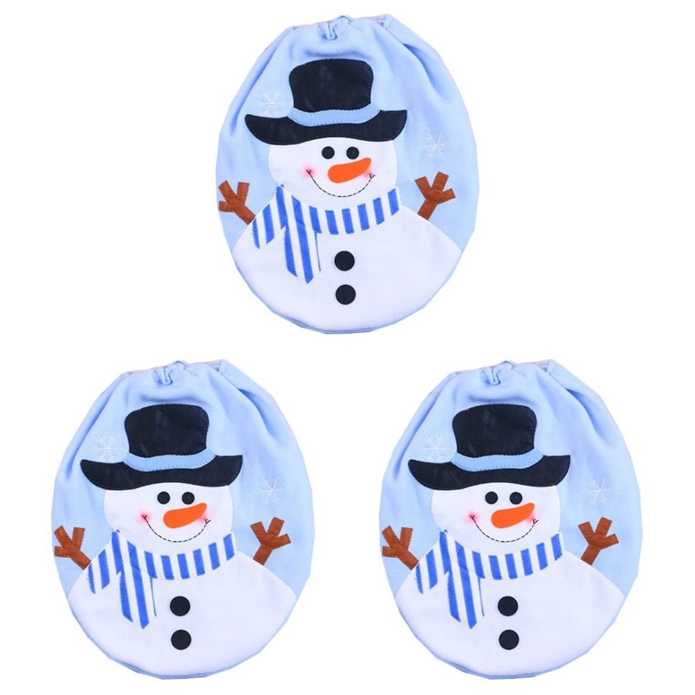 3pcs Toilet Lid Toilet Cover Toilet Tank Lid Covers Toilet Tank Cover Home Decor Light Blue Decor Toilet Bowl Seat Christmas Decor Toilet Seat Cover Christmas Utenciles Household