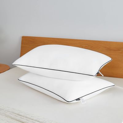 Acanva Cooling Bed Pillows for Sleeping, Luxury Hotel Quality 3D Microfiber Filling with Breathable Cover for Side Back and Stomach Sleepers, Reduces Neck Pain, Standard (Pack of 2), Black 2 Count