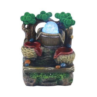 BNNP Indoor Tabletop Fountains Portable Resin Desktop Fountain with Colorful Led Light, Rockery Flowing Water Fountain, Table Decoration for Home Office Gift Decoration Meditation Fountain