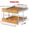 DINDON 2 Tier Pull Out Cabinet Organizer (20" W x 21" D) Slide Out Wood Shelf Double Tier Kitchen Wire Basket with Chrome Finish view 4