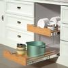 DINDON 2 Tier Pull Out Cabinet Organizer (17" W x 21" D) Slide Out Wood Shelf Double Tier Kitchen Wire Basket With Chrome Finish view 2