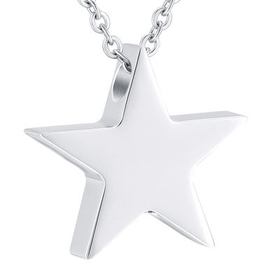BIAIHQIE Stainless Steel High Polished Star Cremation Urns for Human Ashes Adult Funeral Charm Jewelry Keepsake Memories Urn