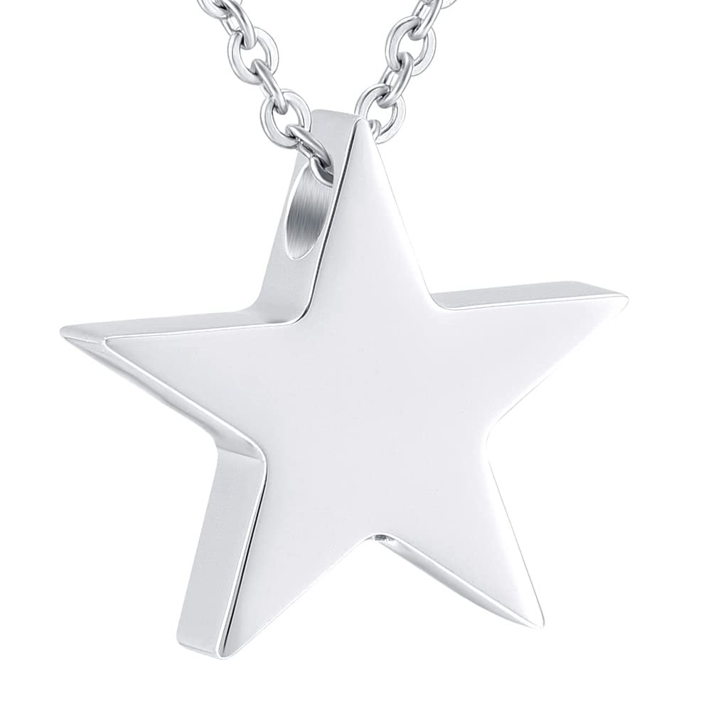 BIAIHQIE Stainless Steel High Polished Star Cremation Urns for Human Ashes Adult Funeral Charm Jewelry Keepsake Memories Urn