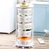 SanBouSi 5 Tier Rolling Kitchen Cart Rotating Storage Rack Fruit and Vegetable Storage Organizer Utility Storage Cart Adjustable Height, White view 2