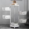 SanBouSi 5 Tier Rolling Kitchen Cart Rotating Storage Rack Fruit and Vegetable Storage Organizer Utility Storage Cart Adjustable Height, White view 3