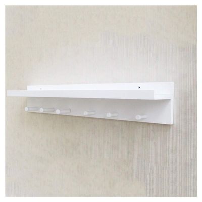 rUrEu Coat Rack Wall Mounted for Entryway,Wall Hanging Shelf Coat Hooks for Wall Coat Hook Rack with 5 Dual Hooks for Bathroom, Living Room, Bedroom/White/6 Hooks