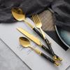 32 Piece Black Silverware Set for 8 Stainless Steel Flatware Sets Ceramic Handle Kitchen Cutlery Utensil Include Knife Spoon Fork Teaspoon Mirror Polished view 2