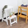 DASHADAO Indoor Climbing Stool, Household Goods 2 Steps Folding Step Ladder Wooden Ladder, Home Interior Stair Step Stool, Wooden Kitchen Step Chair Maximum Load 150Kg/White (Black) view 2