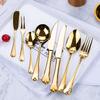 Gold Silverware Set 40 Piece Bordered Flatware Set for 8 Durable 18/10 Stainless Steel Tableware Sets Kitchen Cutlery Utensil Mirror Polished view 2