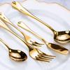 Gold Silverware Set 40 Piece Bordered Flatware Set for 8 Durable 18/10 Stainless Steel Tableware Sets Kitchen Cutlery Utensil Mirror Polished view 3